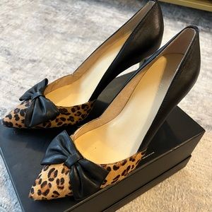 Kate Spade Black and Leopard Print Bow Heels